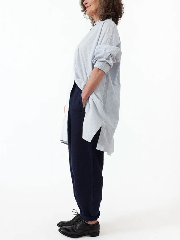 Casual Rolled-hem Cotton and Linen Women's Trousers