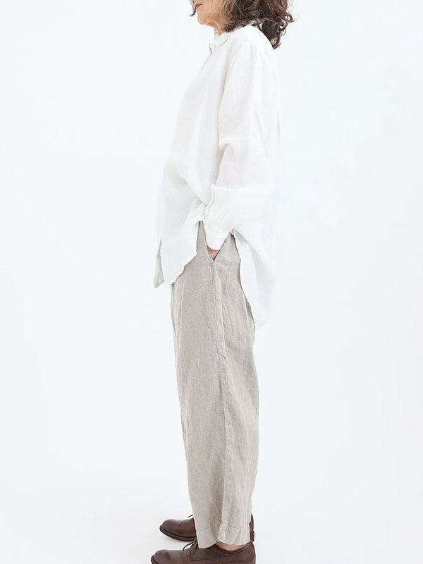 Elastic Waist Cotton and Linen Women's Pants