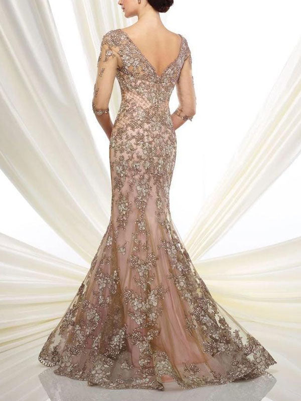 Floral lace tulle mermaid dress