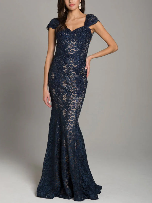 Lace Solid Color Maxi Dress