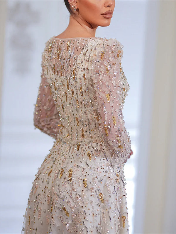 Women's Sequin Mesh Prom Maxi Dress