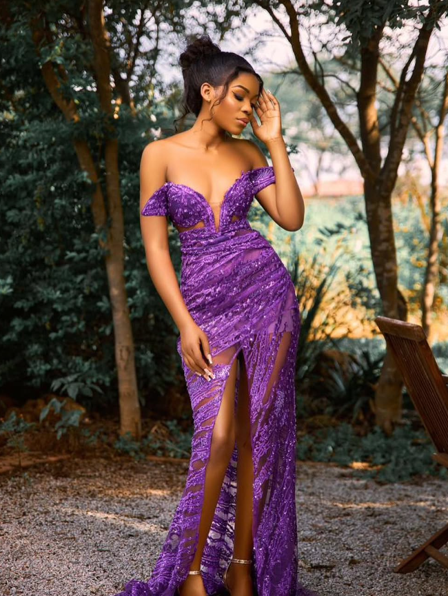 Unique Mermaid Strapless Purple Beaded Velvet Tulle Prom Dress Evening Dress SH2333