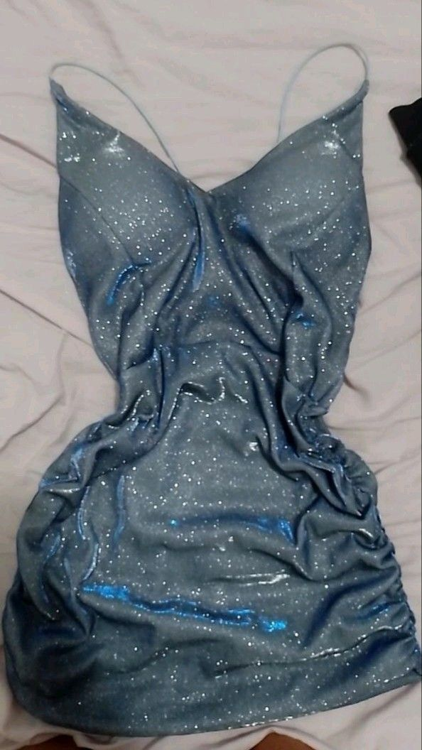 Sparkly Spaghetti Straps Blue Sheath Sequin Cocktail Dress Homecoming Dress S250