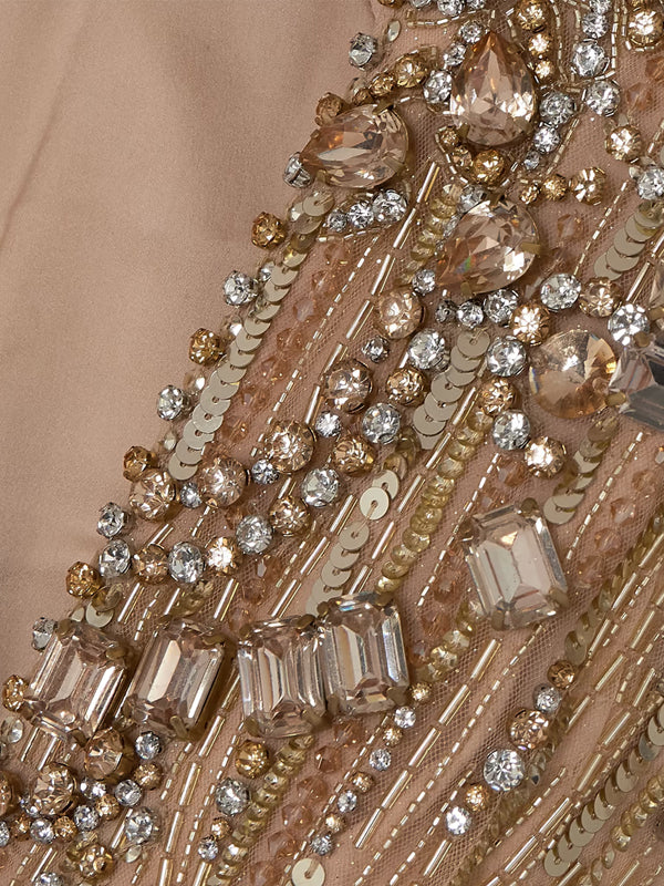 V-Neck Sequin Solid Color Maxi Dress