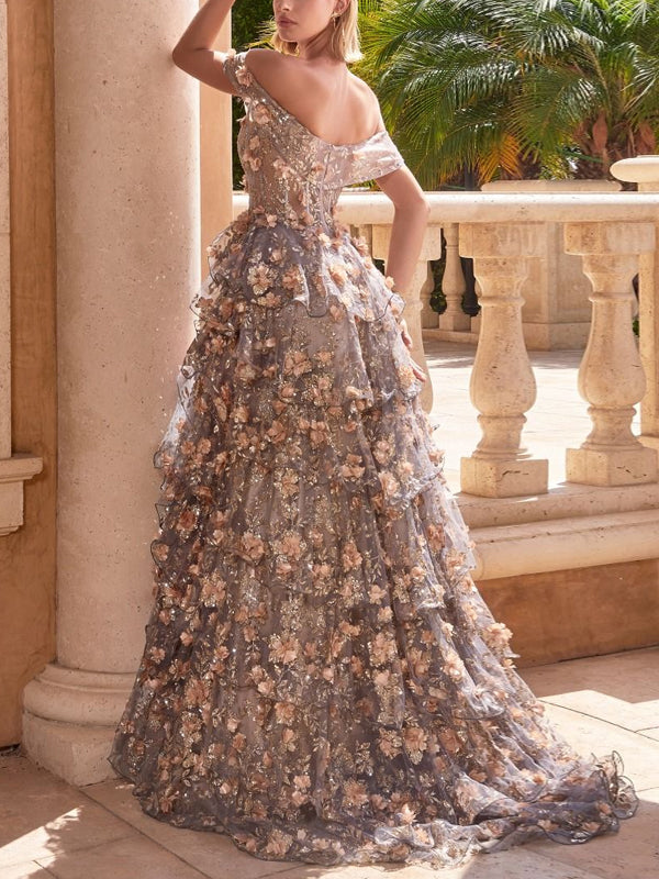 Tube Top Printed Mesh Maxi Dress