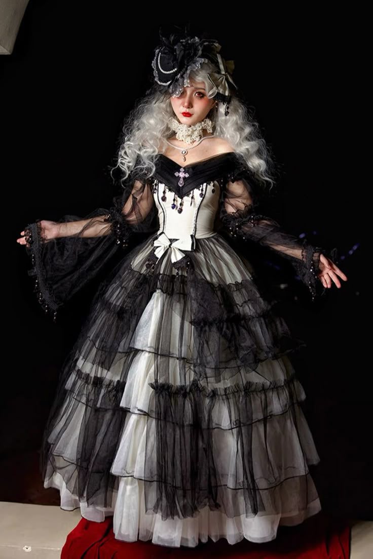 Stunning Black A Line Long Sleeve White Satin Tulle Prom Dress Party Dress Evening Dress SH3606