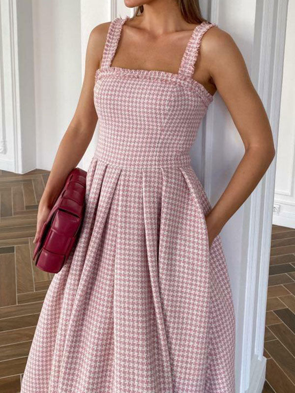 Casual Vintage Temperament Plaid Women's Dress Sets