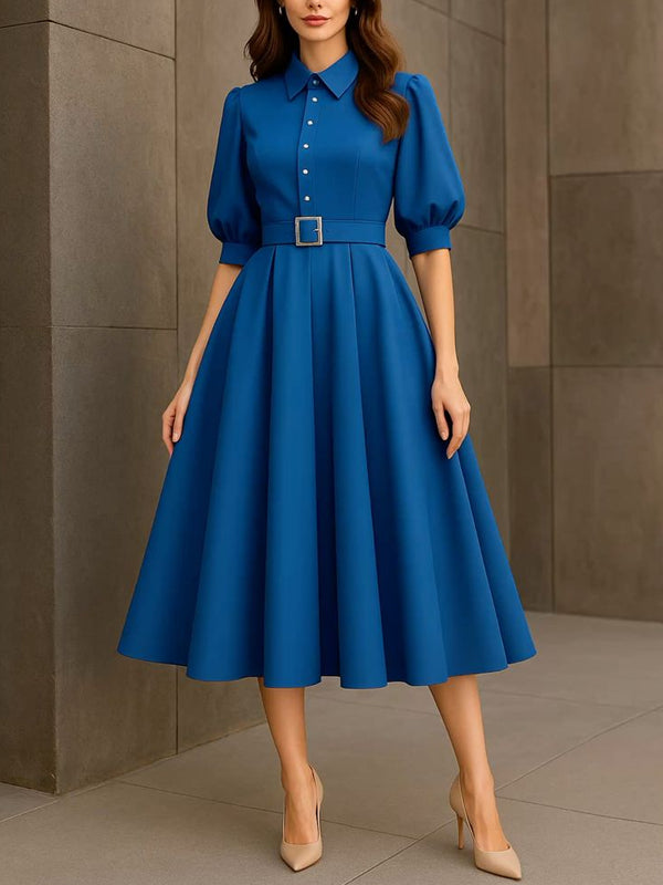 Shirt Collar Elegant Temperament Women's Dress