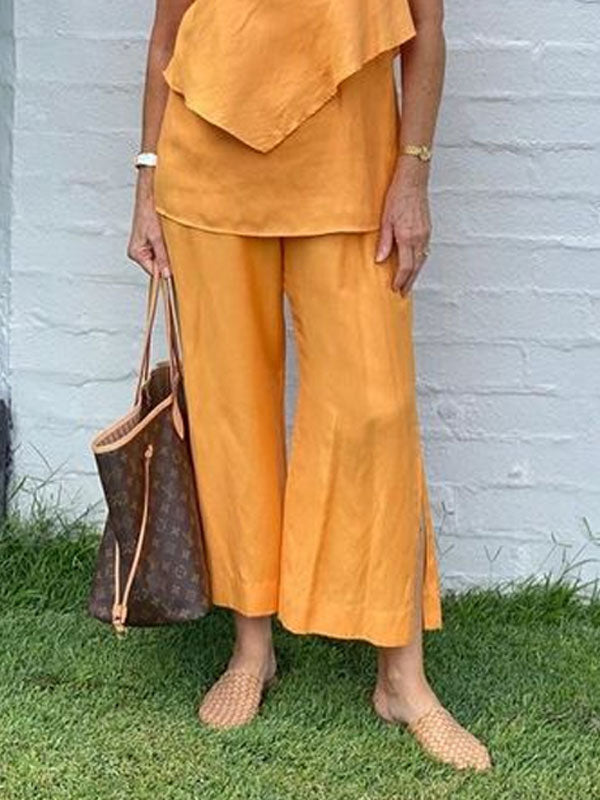 Sleeveless Halter Cotton Linen Women's Suit