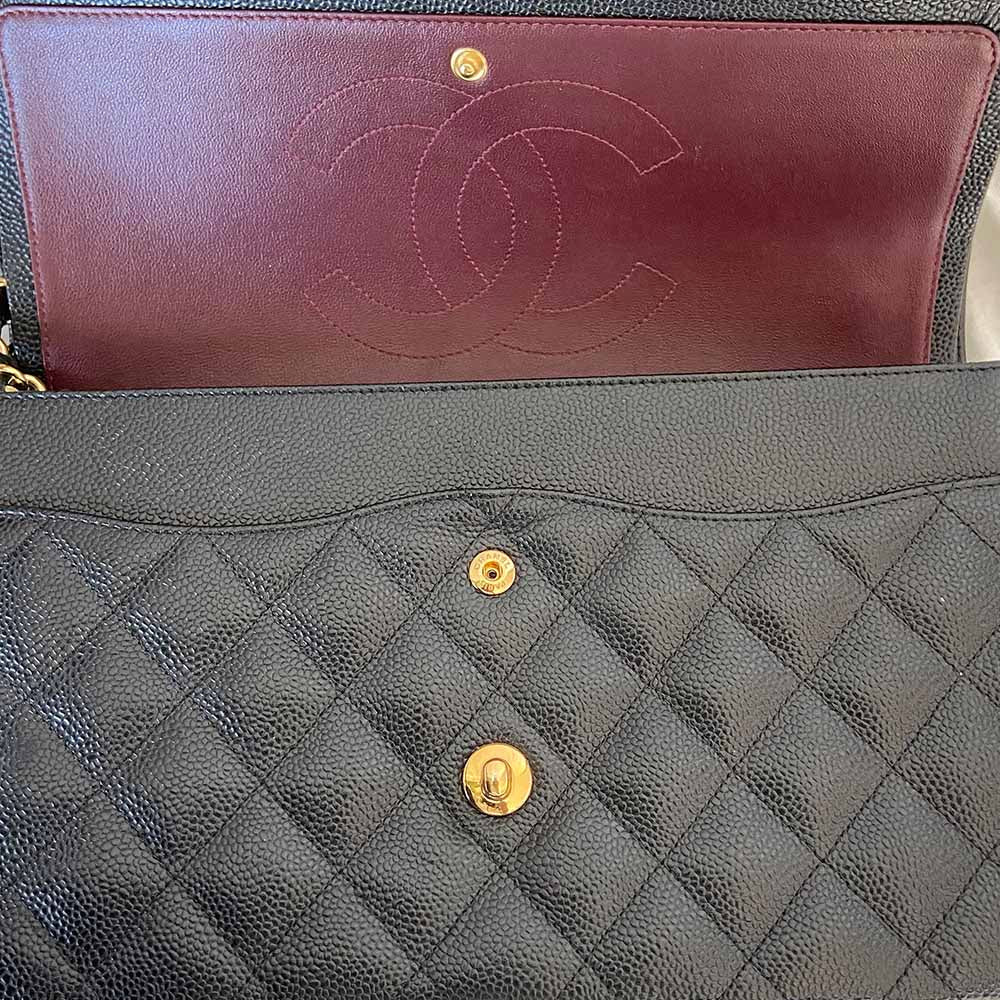 Chanel Black Jumbo Caviar Double Flap Classic Bag