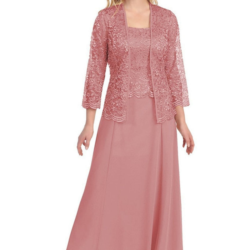 loveedsTM-Summer Party Dresses for Women Elegant Evening Lace Chiffon Vestidos De Fiesta Female Clothing Dresses Wedding 2pieces Robe