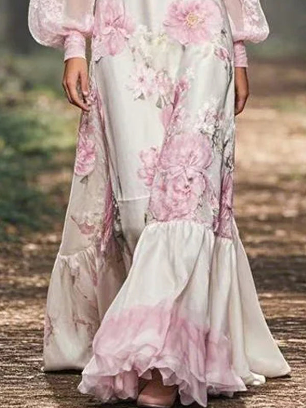 Mesh Temperament Print Party Women's Dress