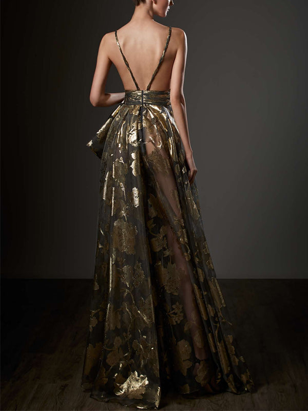 Suspender Print Maxi Dress