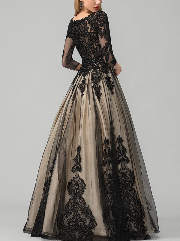 Prom lace long sleeve temperament party ladies dress