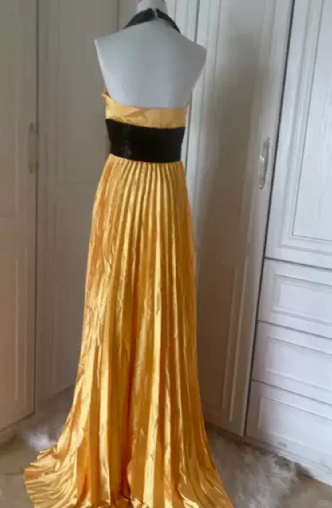 Yellow Exquisite Beading Long Satin Fashion Ball Gown Evening Gown Party Dress Prom Dress gh4267