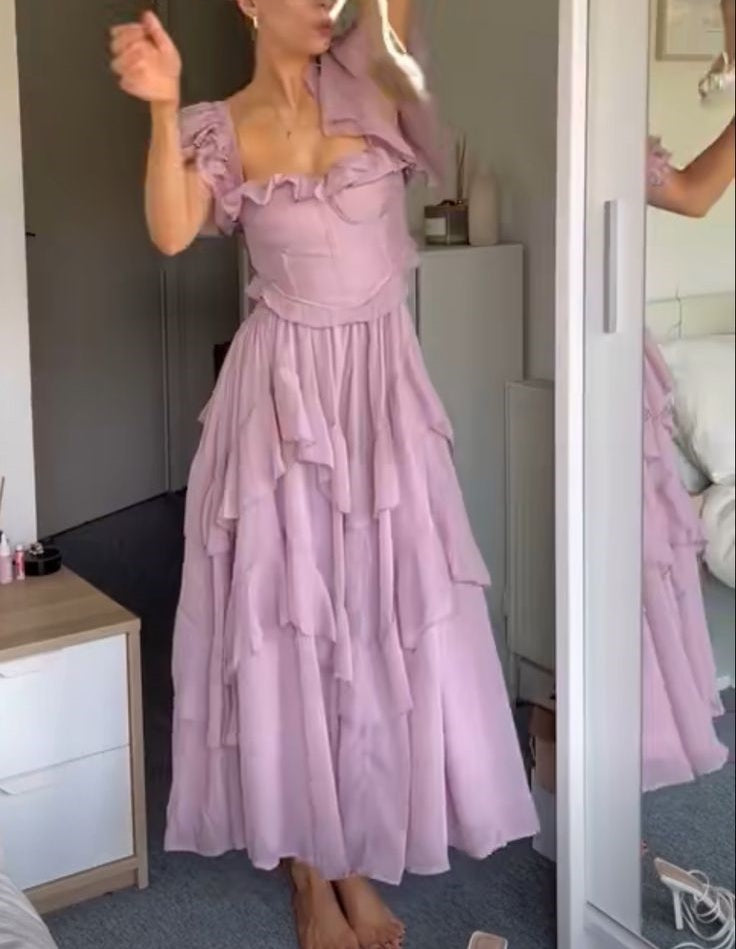 Purple Vintage Elegant Fashion Long Tulle Chiffon Ball Gown Evening Dress Wedding Guest Dress Birthday Party Dress gh4062
