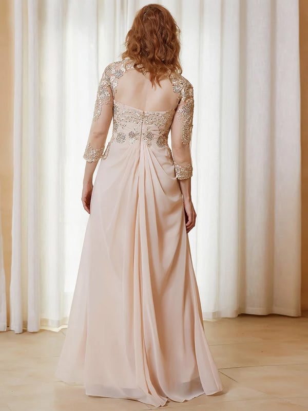 V-neck Lace Solid Color Maxi Dress