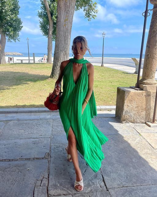 Pink/green V-neck Elegant Long Satin Evening Dress Party Dress Wedding Guest Dress gh3056