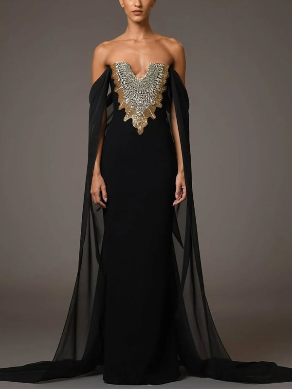 Solid Color Sequined Tube Top Maxi Dress