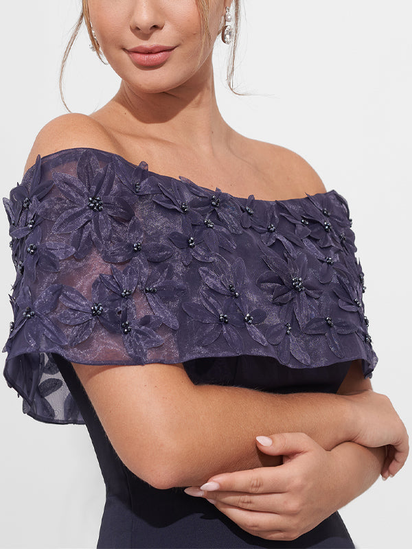 Off-the-shoulder Lace Solid Color Maxi Dress