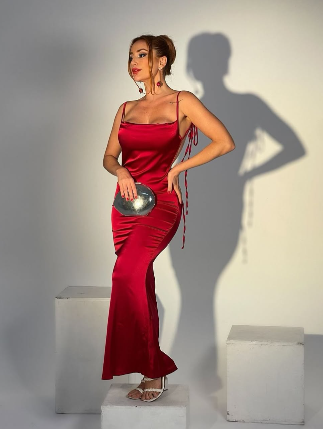 Sexy Sheath Spaghetti Straps Backless Navy Blue Satin Prom Dress Evening Dress SH1214