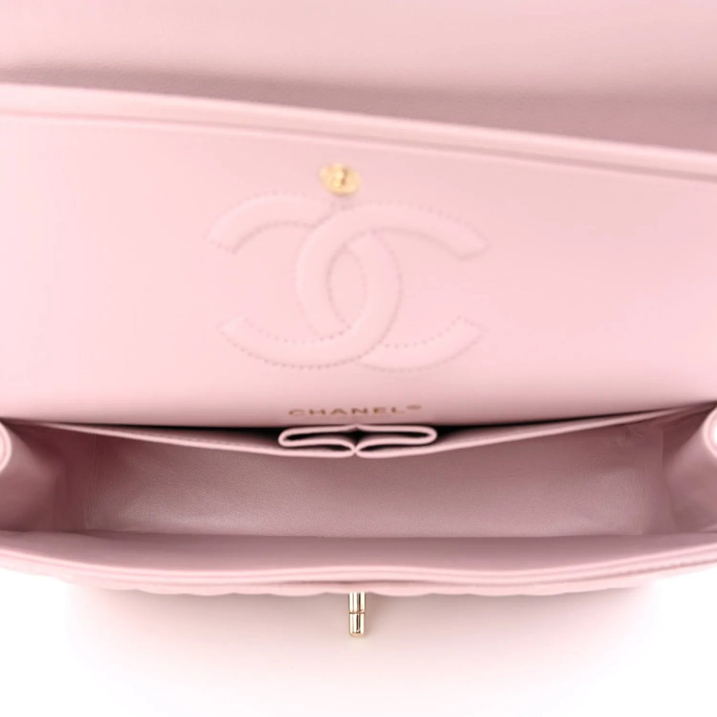 CHANEL Caviar Quilted Medium Double Flap Light Pink