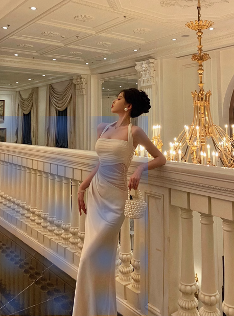 Sexy Sheath Halter White 18th Birthday Dress Long Party Birthday Outfits For Women DP0157