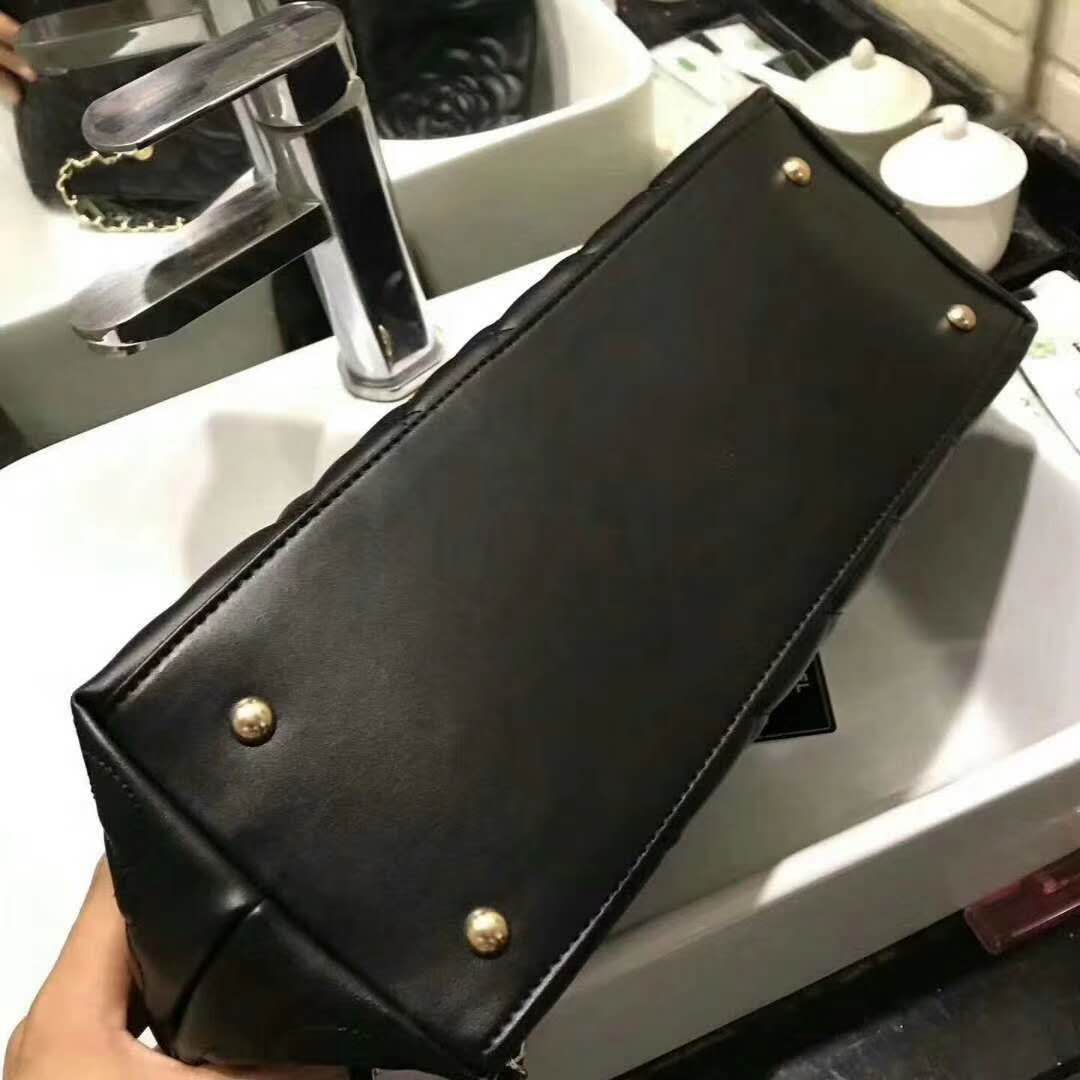 CHANEL Rosaire « Florence » Sheepskin Leather Tote Bag With Camellia Pattern Black  W35 x H26 x D12 CM