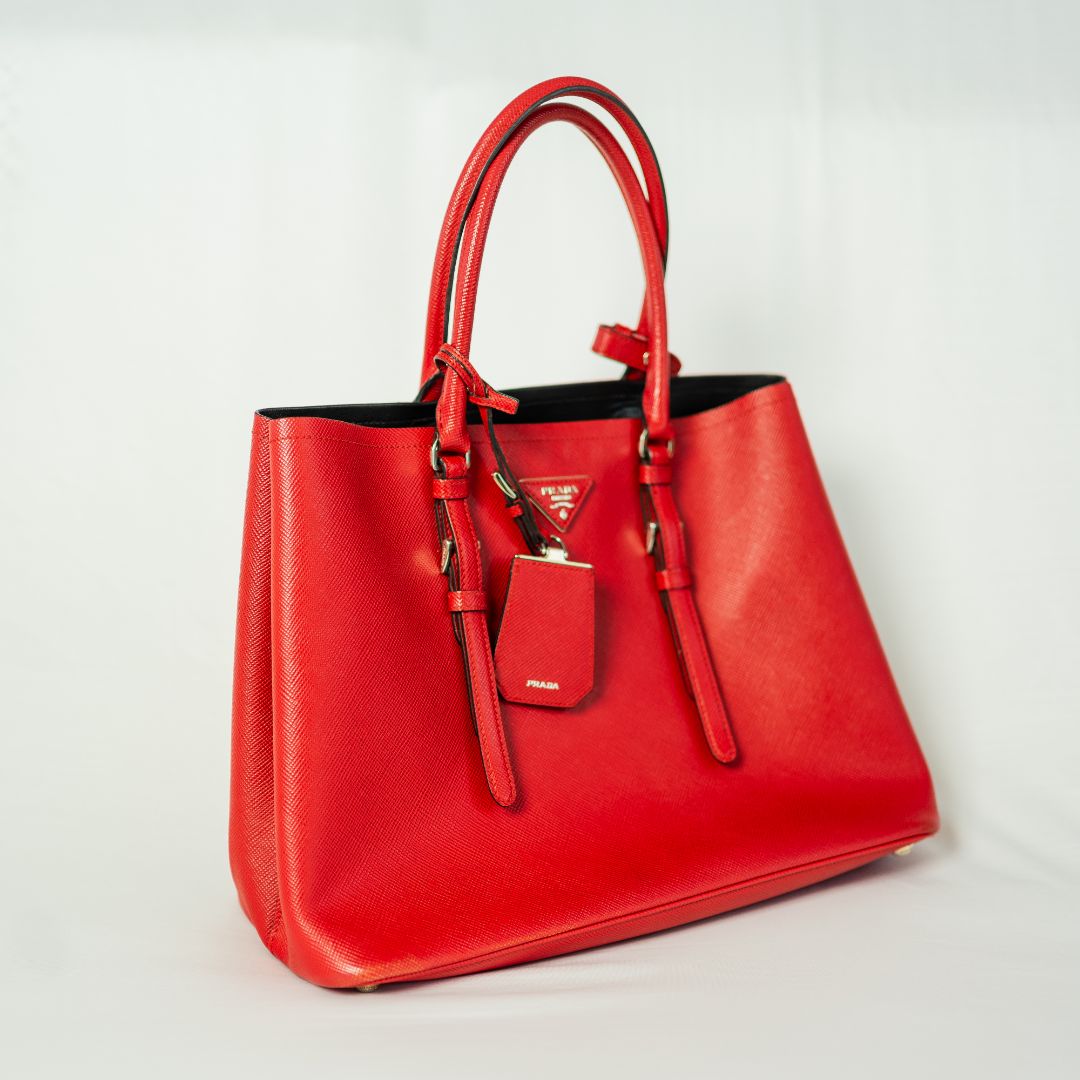 Prada Red Saffiano Leather Tote Large Bag