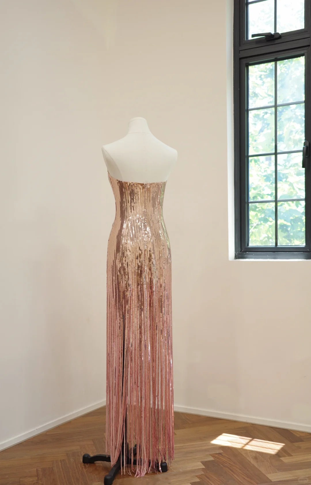 Pink Gold Shiny Fashion Long Sequined Prom Dress Evening Dress Party Dress gh5060