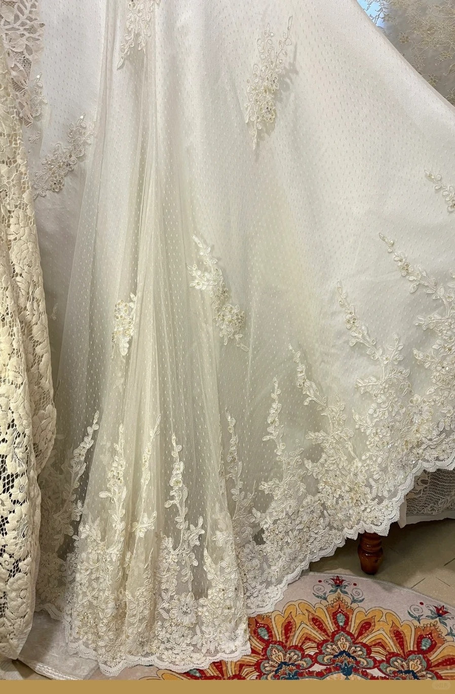 Light Yellow Floral Beaded Long Lace Tulle Ball Gown Evening Dress Party Dress gh4488