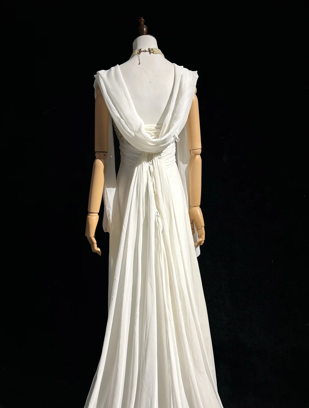 Unique Bridal Dress A line Spaghetti Straps White 90s Chiffon Wedding Dresses Vintage Bride Dress Bridal Gowns DH1262