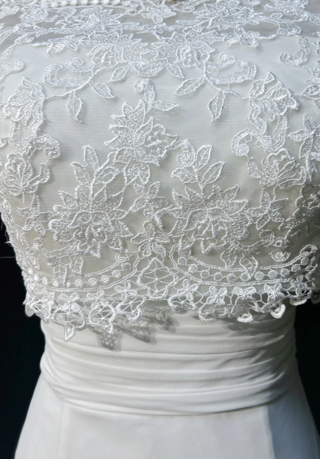 Unique Bridal Gown Mermaid Strapless Chiffon Wedding Dress With White Short Sleeves Lace Jacket Wedding Dresses Vintage 80s Wedding Gowns DH1265