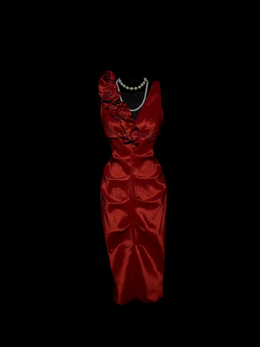 Unique Sheath V Neck Sleeveless Red Knee Length Formal 7th Grade Homecoming Dresses Middle School Prom Dress Hoco Outfits DH1323