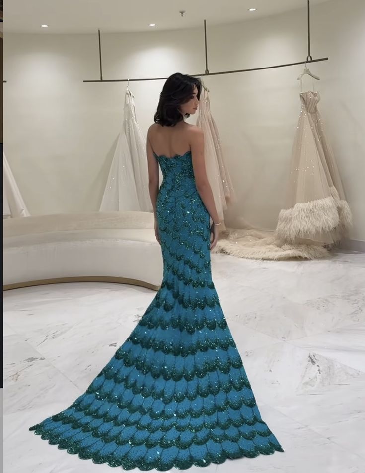 Elegant Sheath Strapless Blue Sequin Prom Dresses Party Dress Summer 22th Birthday Outfits 18th Birthday Dresses DH1584