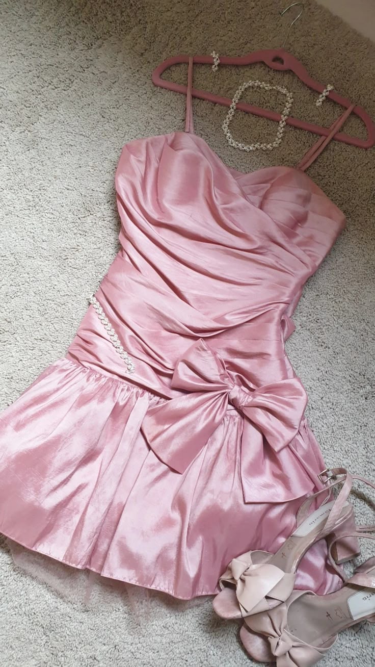 Cute A line Spaghetti Straps Pink Satin Short Formal 8th Grade Homecoming Dresses Middle School Semi Mini Formal Hoco Dress Hoco Court Dresses DH1721