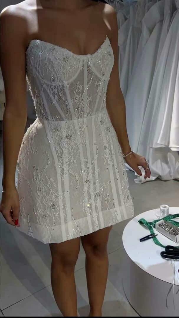 Modest Wedding Dress A line Sweetheart Summer Short Lace Wedding Dresses Bride Dress Bridal Gowns DH20
