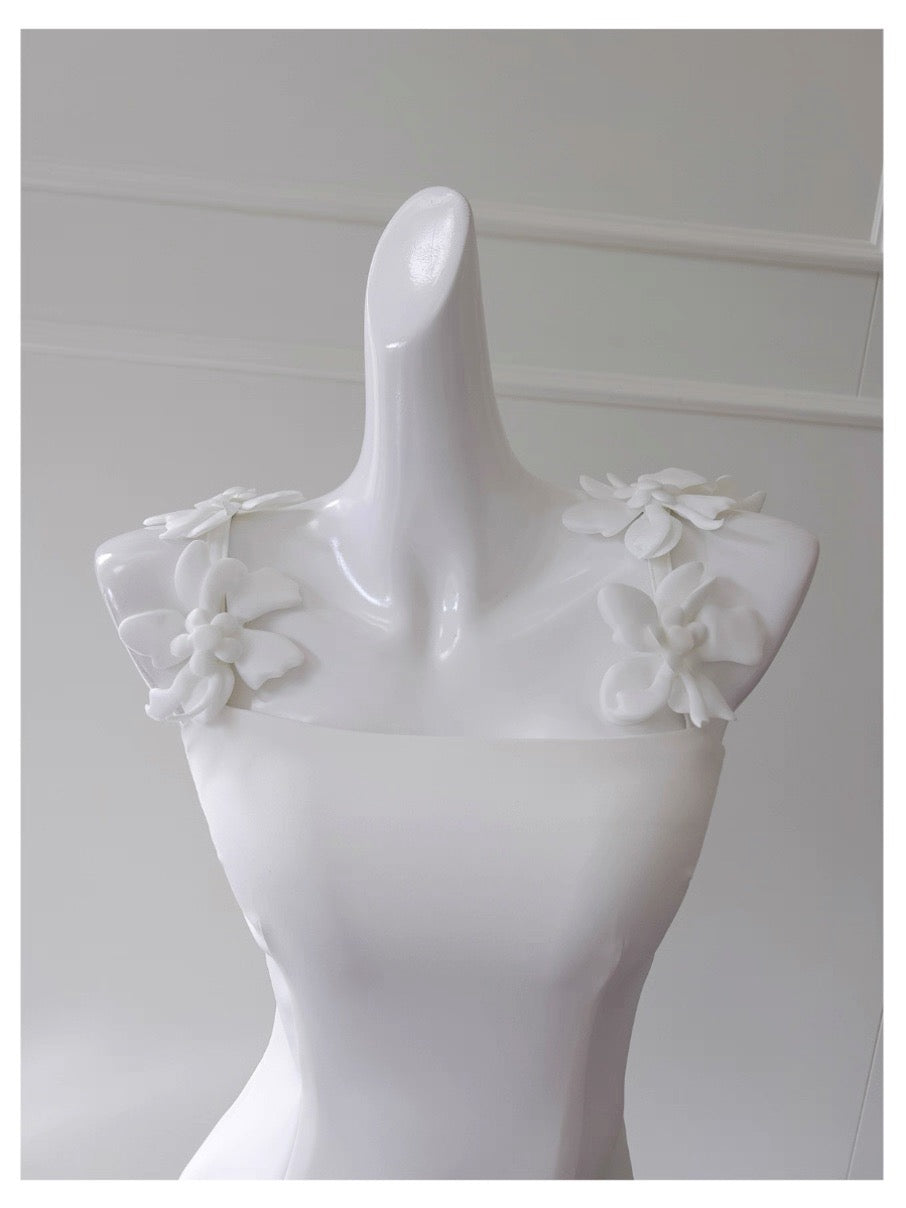 Modest Sheath Spaghetti Straps White Formal 8th Grade Homecoming Dress Middle School Short 18th Birthday Outfits Graduation Dress Hoco Dresses DH2129