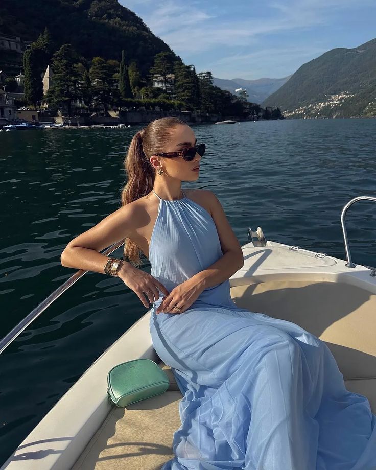 Elegant A Line Scoop Light Blue Chiffon Long Prom Dresses Party Dress 21st Birthday Outfits Graduation Dresses DH2400