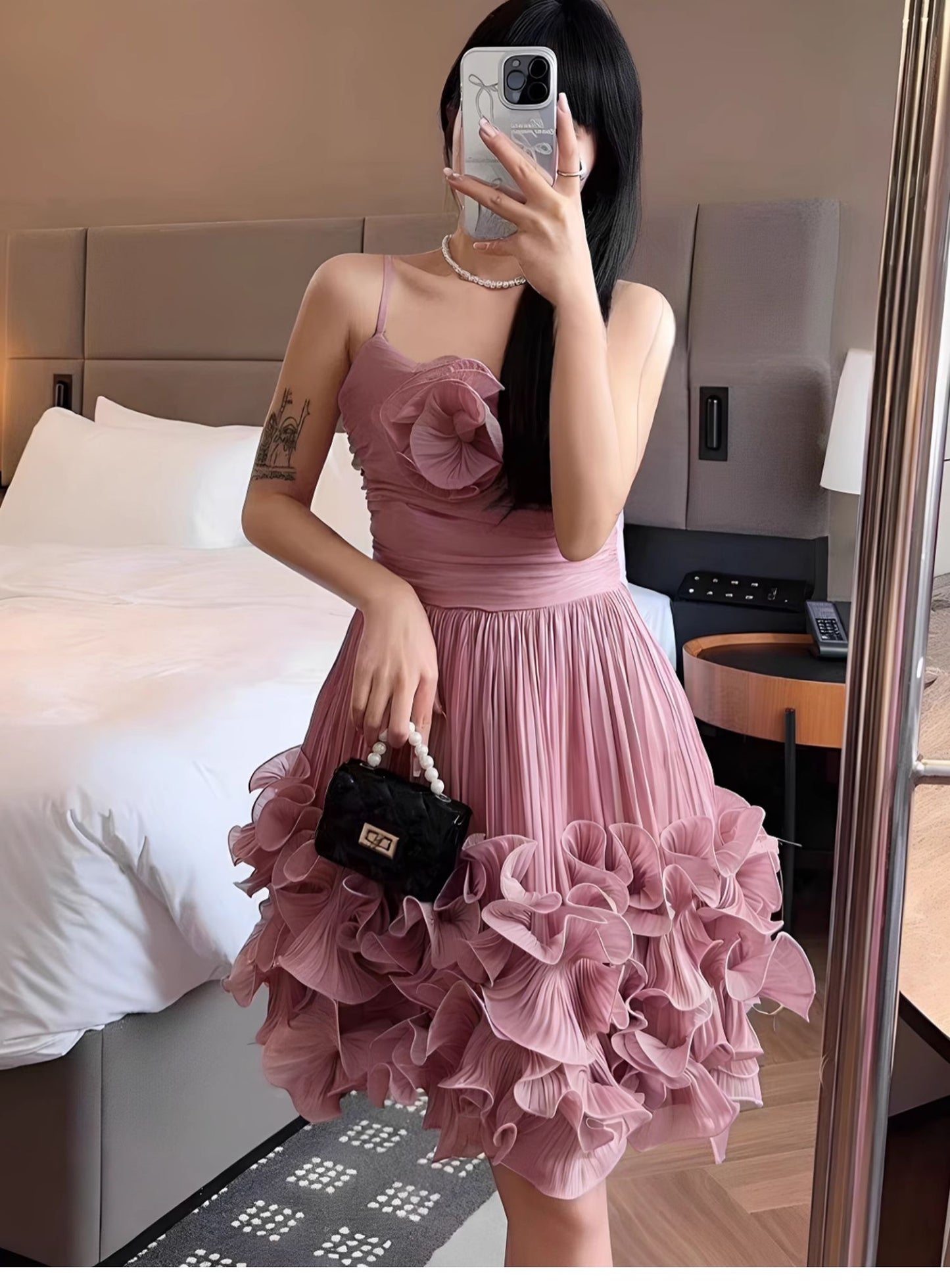 Pretty Ball Gown Spaghetti Straps Dusty Pink Formal Homecoming Dresses Short 16th Birthday Outfits Graduation Dress Mini Hoco Dresses DH2530