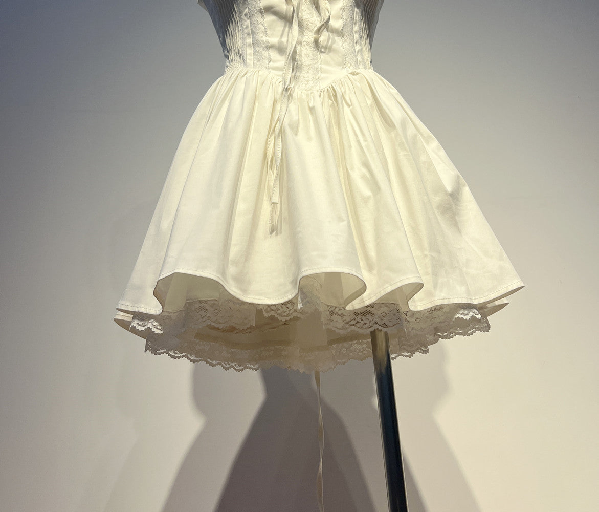 Cute A line Square Neck White Lace Homecoming Dress Summer Hoco Dresses Short Night Cocktail Dress DH2553