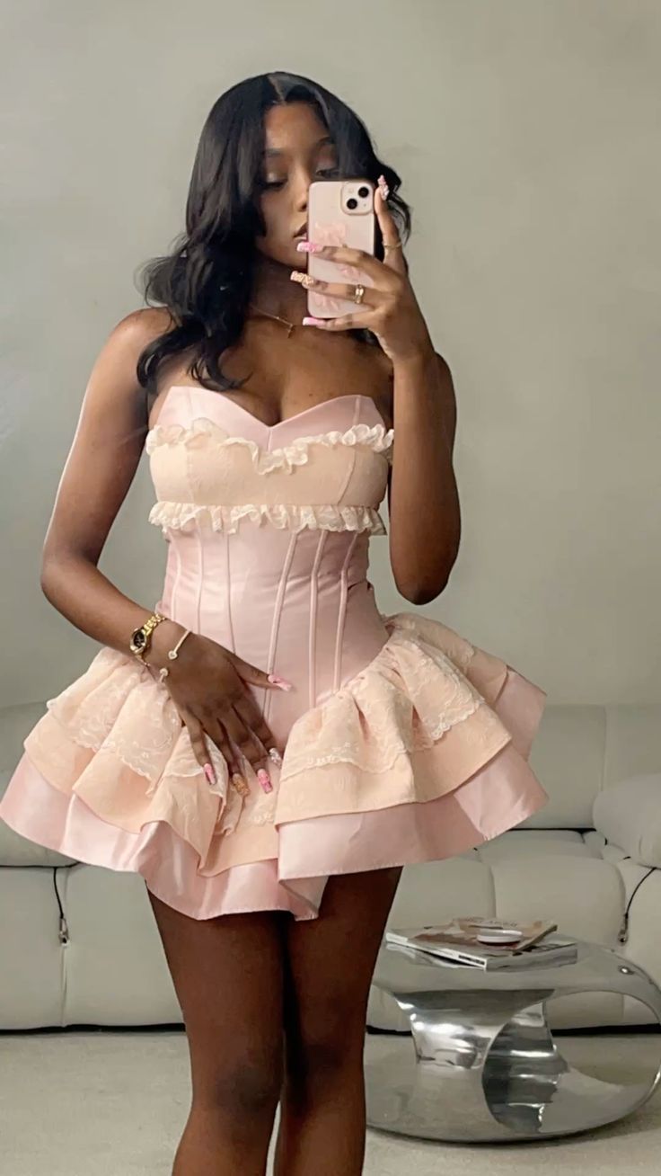 Cute Ball Gown Sweetheart Pink Satin Lace Short Formal 8th Grade Homecoming Dresses Middle School Cocktail Dress Hoco Outfits DH2570