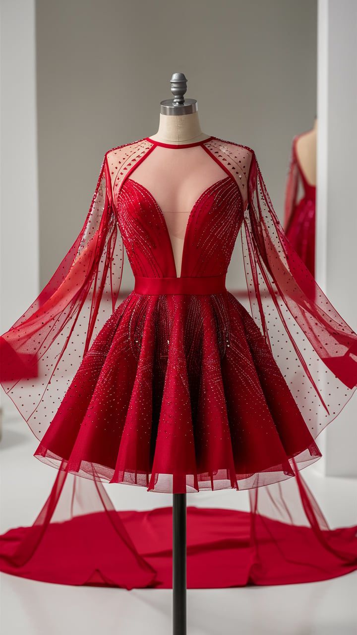 Sparkly Ball Gown Tulle Red Short Formal Homecoming Dresses 8th Grad Dance Graduation Dress Short 18th Birthday Outfits Hoco Dresses DH2697