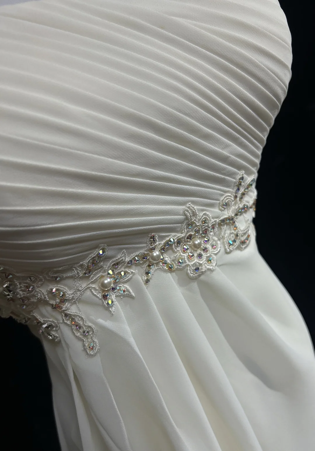 Vintage Wedding Dress A line Strapless Chiffon White Sleeveless Long Beach Wedding Dresses Bridal Gowns Brides Gown With Beads DH540