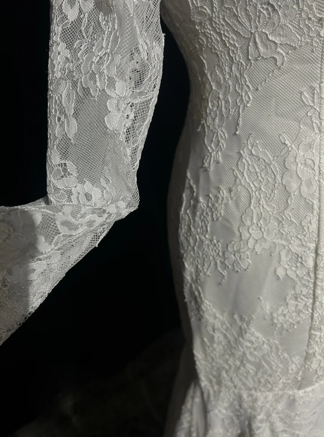 Vintage Wedding Dress 1970s Mermaid Scoop Neck Long Sleeves Lace White Long Wedding Dresses Bridal Gowns Elegant Brides Gown DH563