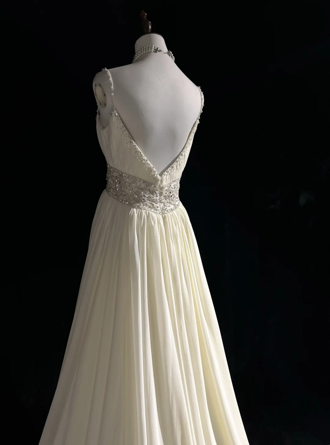 Vintage Bridal Gown 1960s A line Spaghetti Straps White Chiffon Long White Wedding Dresses Elegant Bridal Gowns DH652