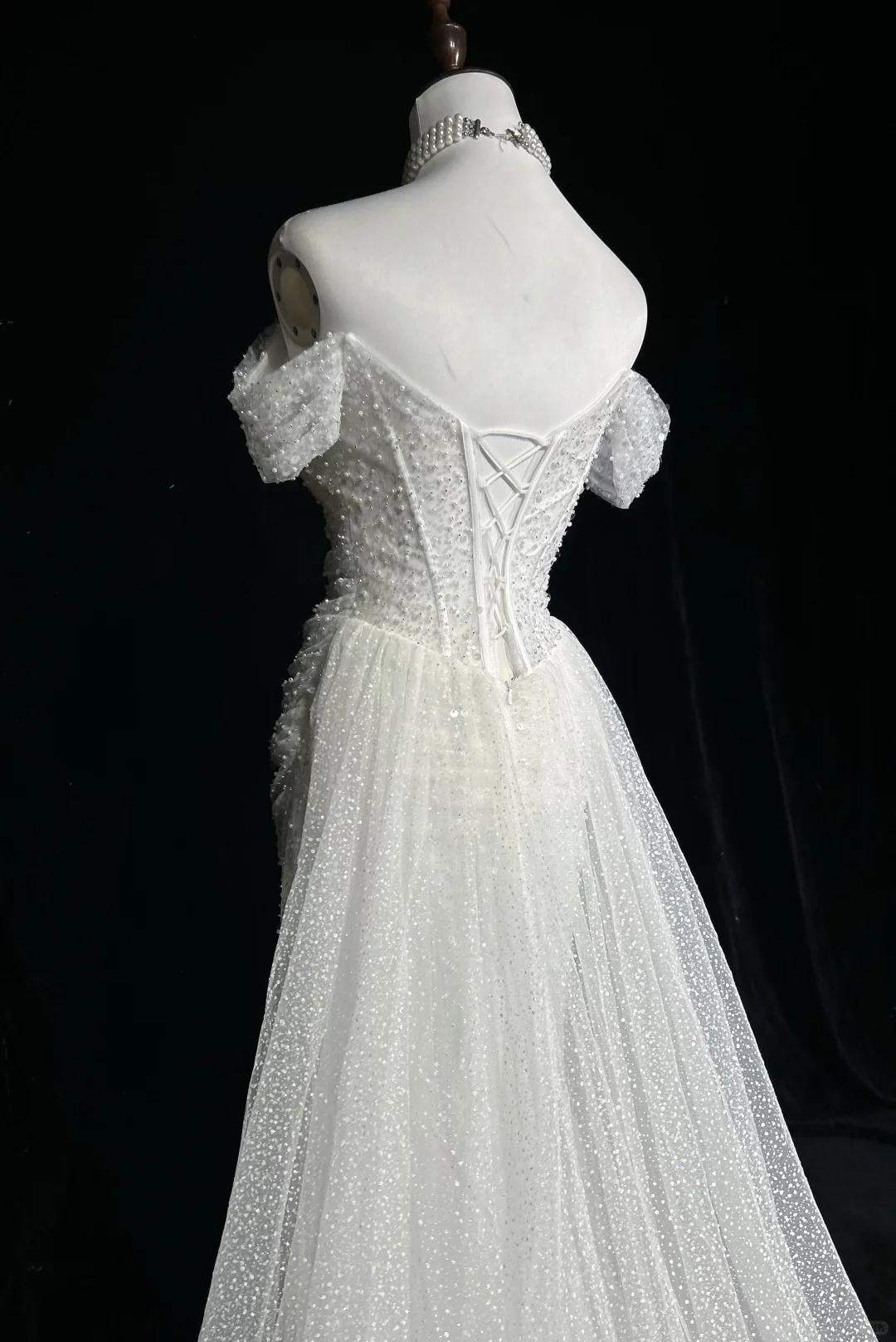 Vintage Bridal Gown 1960s Mermaid Off The Shoulder Sequin Long White Wedding Dresses Elegant Bridal Gowns DH656