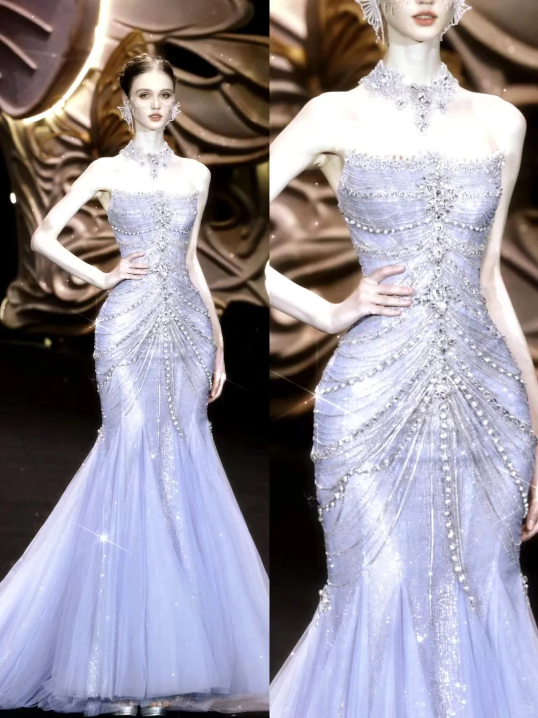 Modest Mermaid Strapless Lilac Tulle Long Prom Dresses Party Dress 20th Birthday Outfits Graduation Dresses DH733