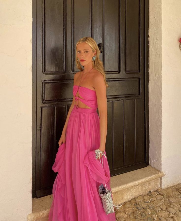 Elegant A Line Halter Pink Chiffon Long Prom Dresses Party Dress Summer 22th Birthday Outfits 18th Birthday Dresses DH996