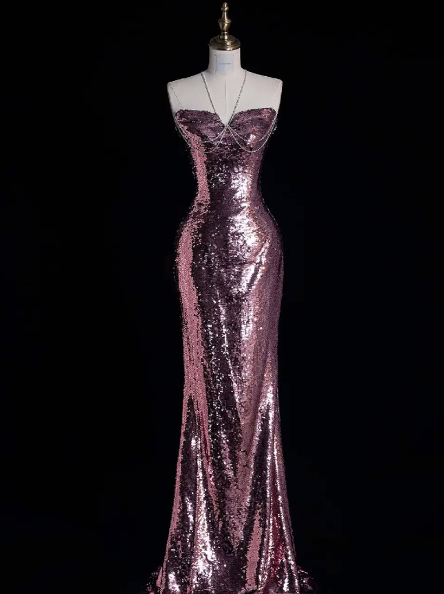 Stunning Mermaid Sweetheart Neck Purple Sequin Long Prom Dress Graduation Prom Dress SH2491